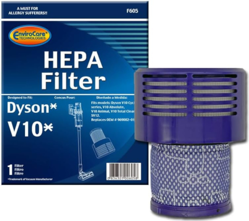Envirocare HEPA Vacuum Filter Designed To Fit Dyson V10 Battery Stick Vac SV12