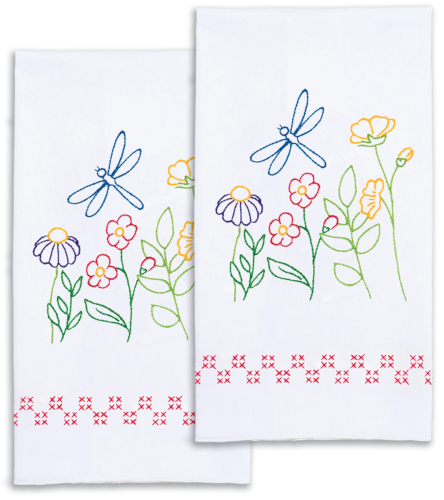 Jack Dempsey Needle Art Dragonflies Decorative Hand Towels