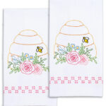 Jack Dempsey Needle Art Bee Hive Decorative Hand Towels