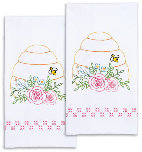 Jack Dempsey Needle Art Bee Hive Decorative Hand Towels