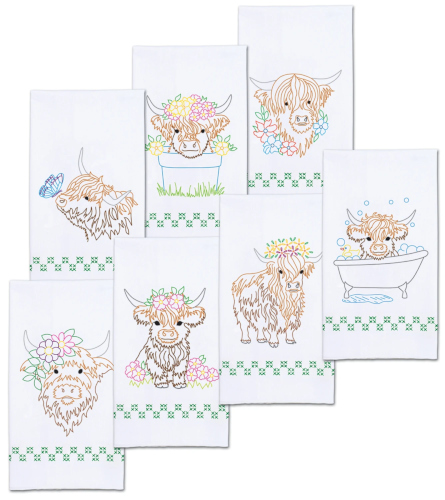 Jack Dempsey Needle Art Highland Cows Decorative Hand Towel Set