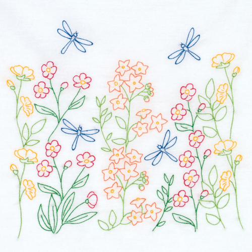 Jack Dempsey Needle Art Dragonflies 18 Inch Quilt Squares